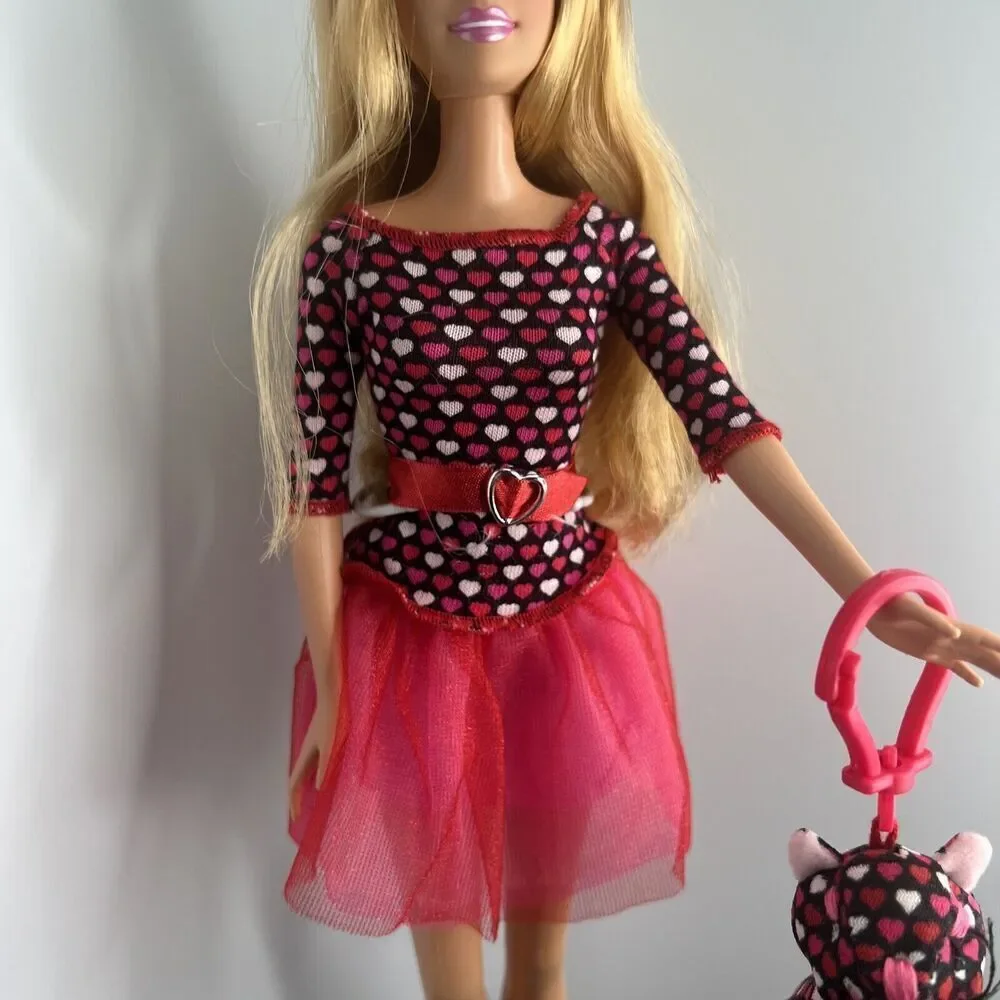 BARBIE XO Valentine Blonde Doll 2007 Valentine’s Day W/ Kitty Cat MO926